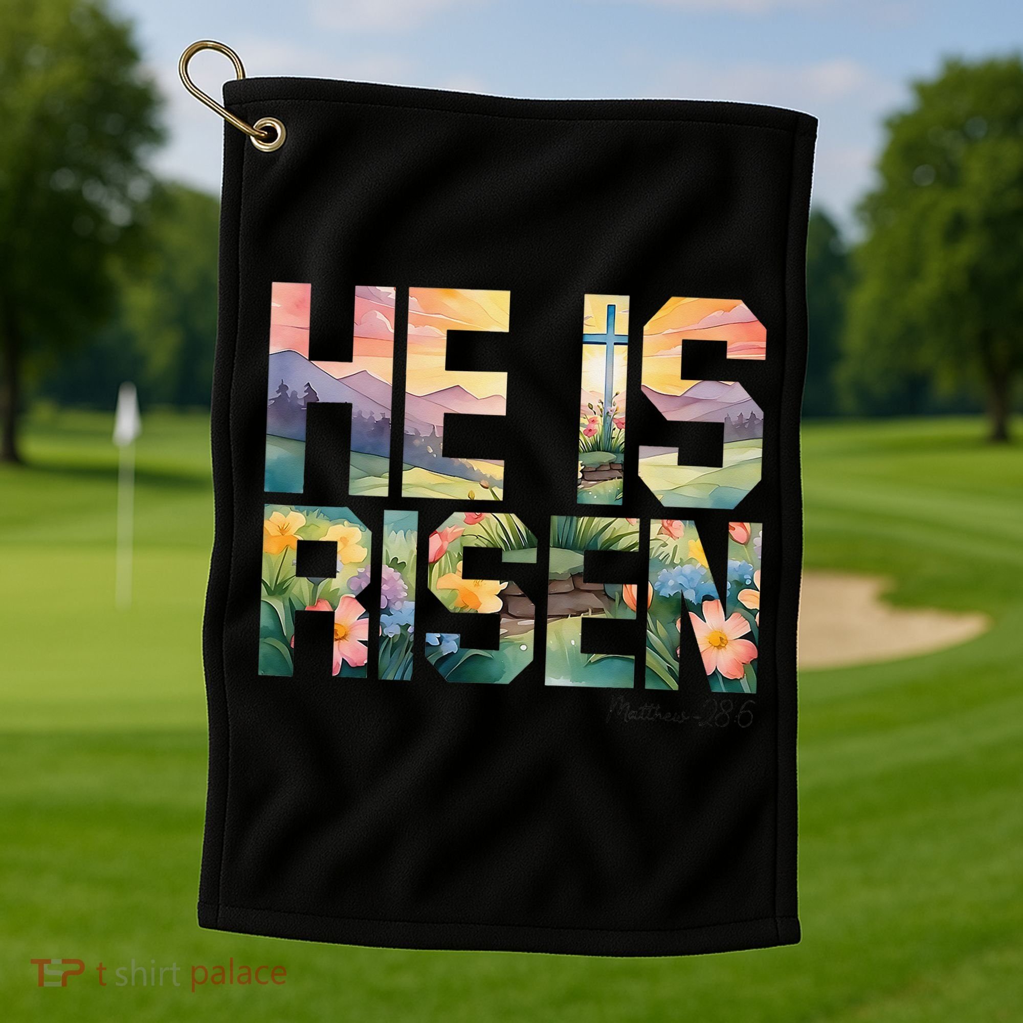 He Is Risen Christian Wildflower Happy Easter Women Golf Towel