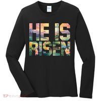 He Is Risen Christian Wildflower Happy Easter Women Women's Long Sleeve Shirt thumb 0