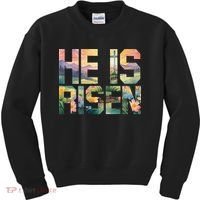 He Is Risen Christian Wildflower Happy Easter Women Kids Sweatshirt thumb 0