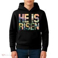 He Is Risen Christian Wildflower Happy Easter Women Kids Hoodie thumb 4
