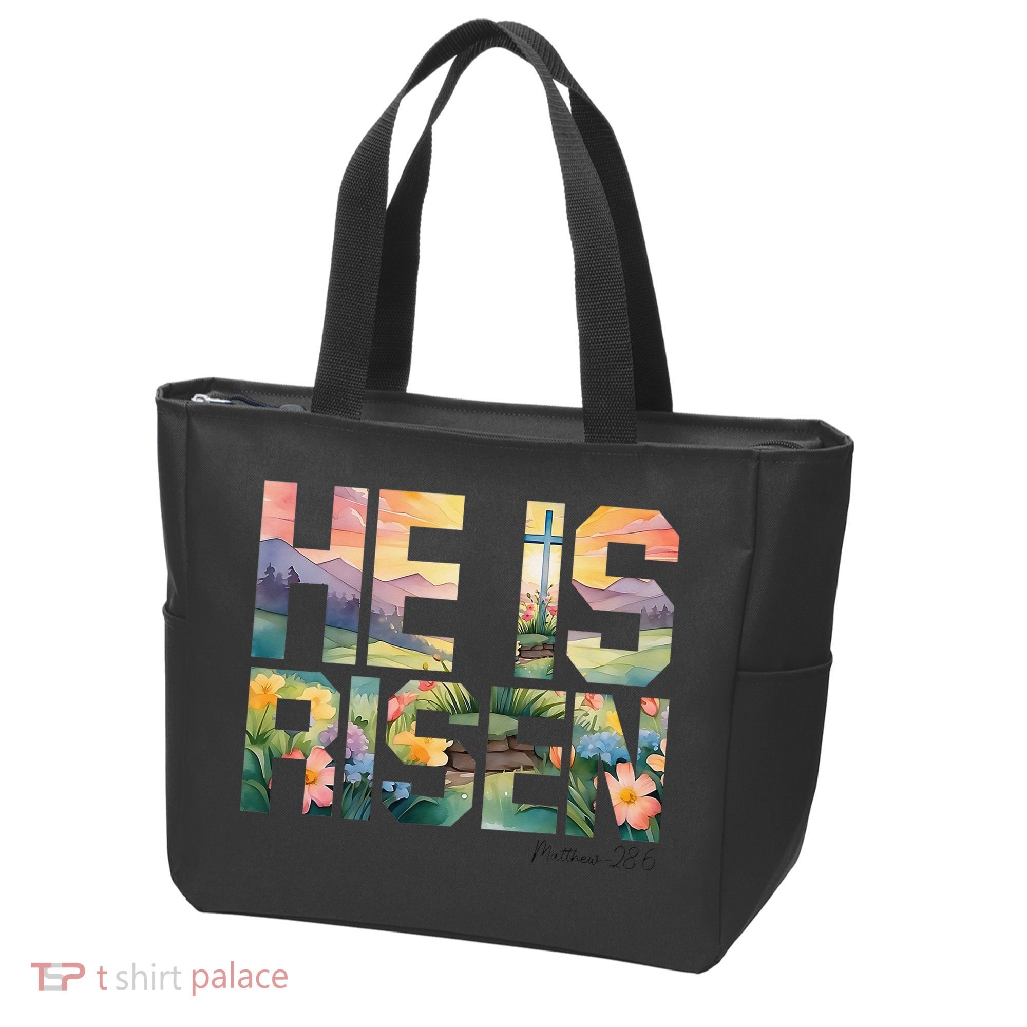 He Is Risen Christian Wildflower Happy Easter Women Tote Bag