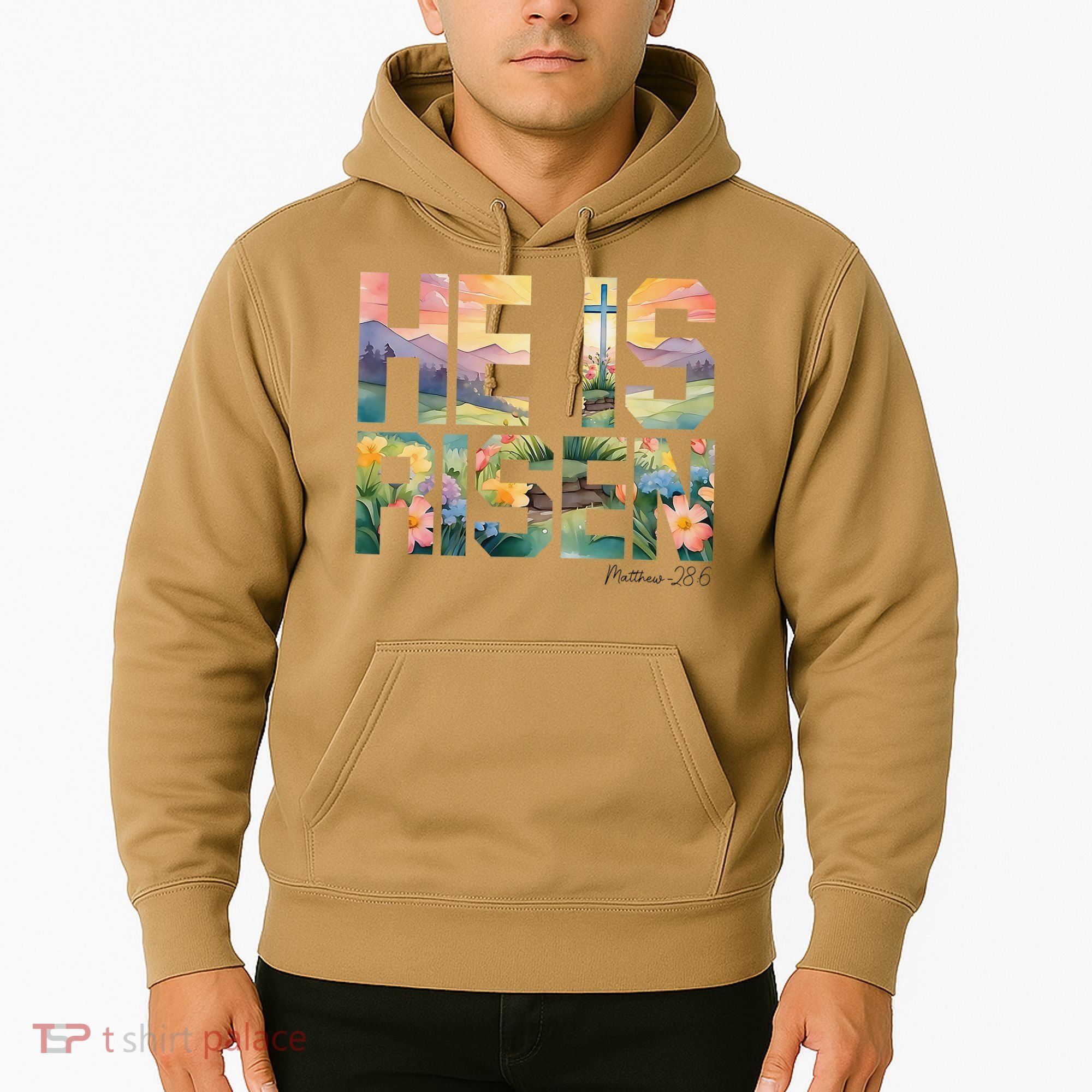 He Is Risen Christian Wildflower Happy Easter Women Hoodie