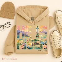 He Is Risen Christian Wildflower Happy Easter Women Hoodie thumb 4