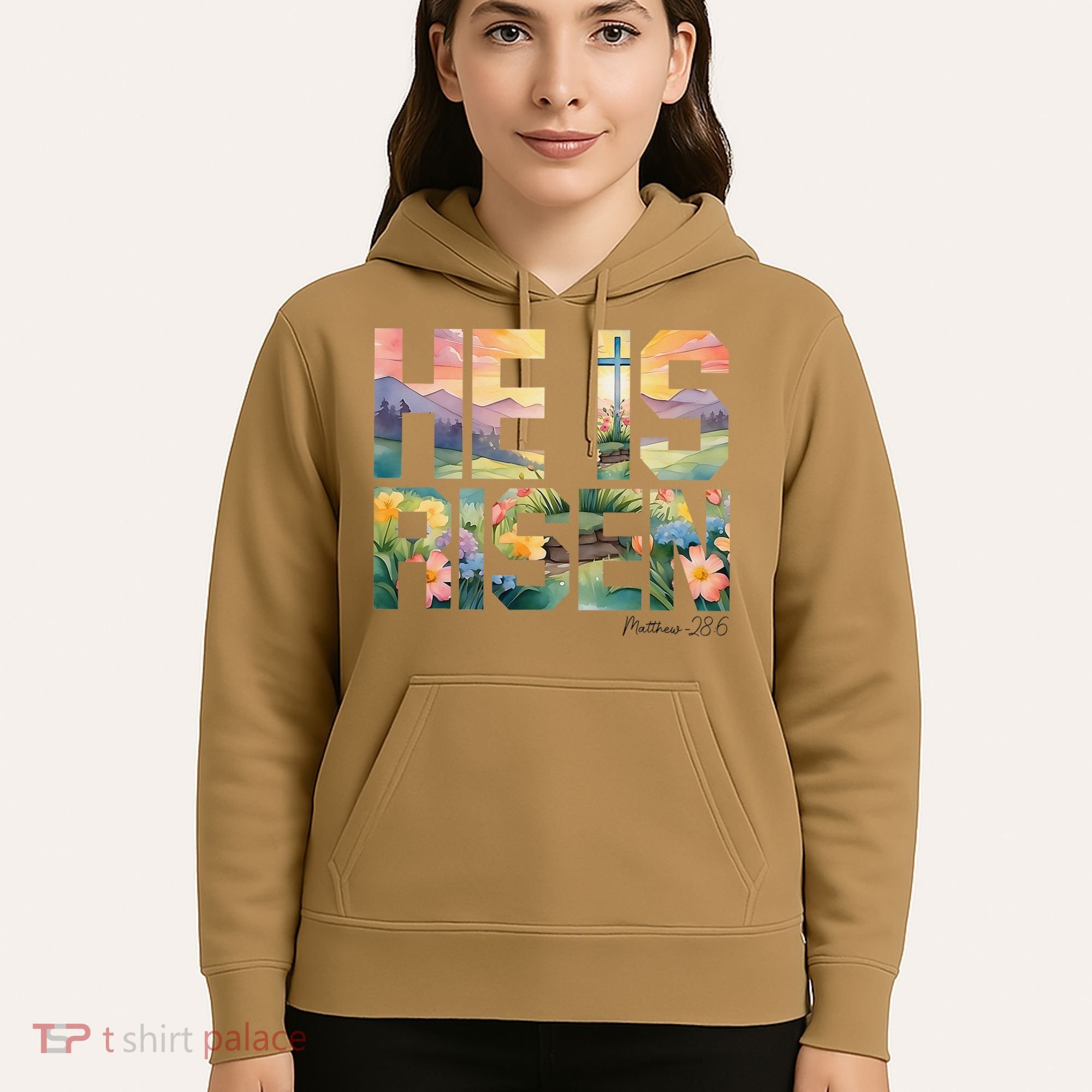 He Is Risen Christian Wildflower Happy Easter Women Hoodie