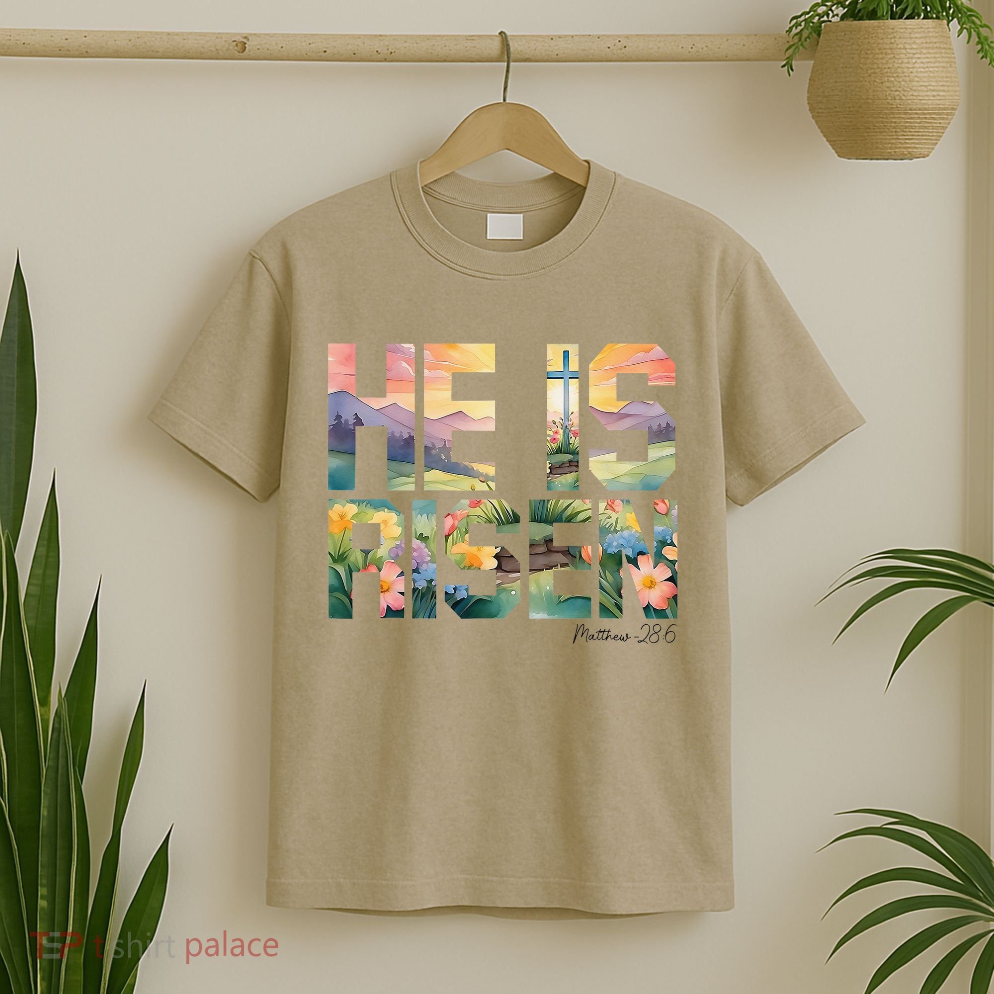 He Is Risen Christian Wildflower Happy Easter Women T-Shirt