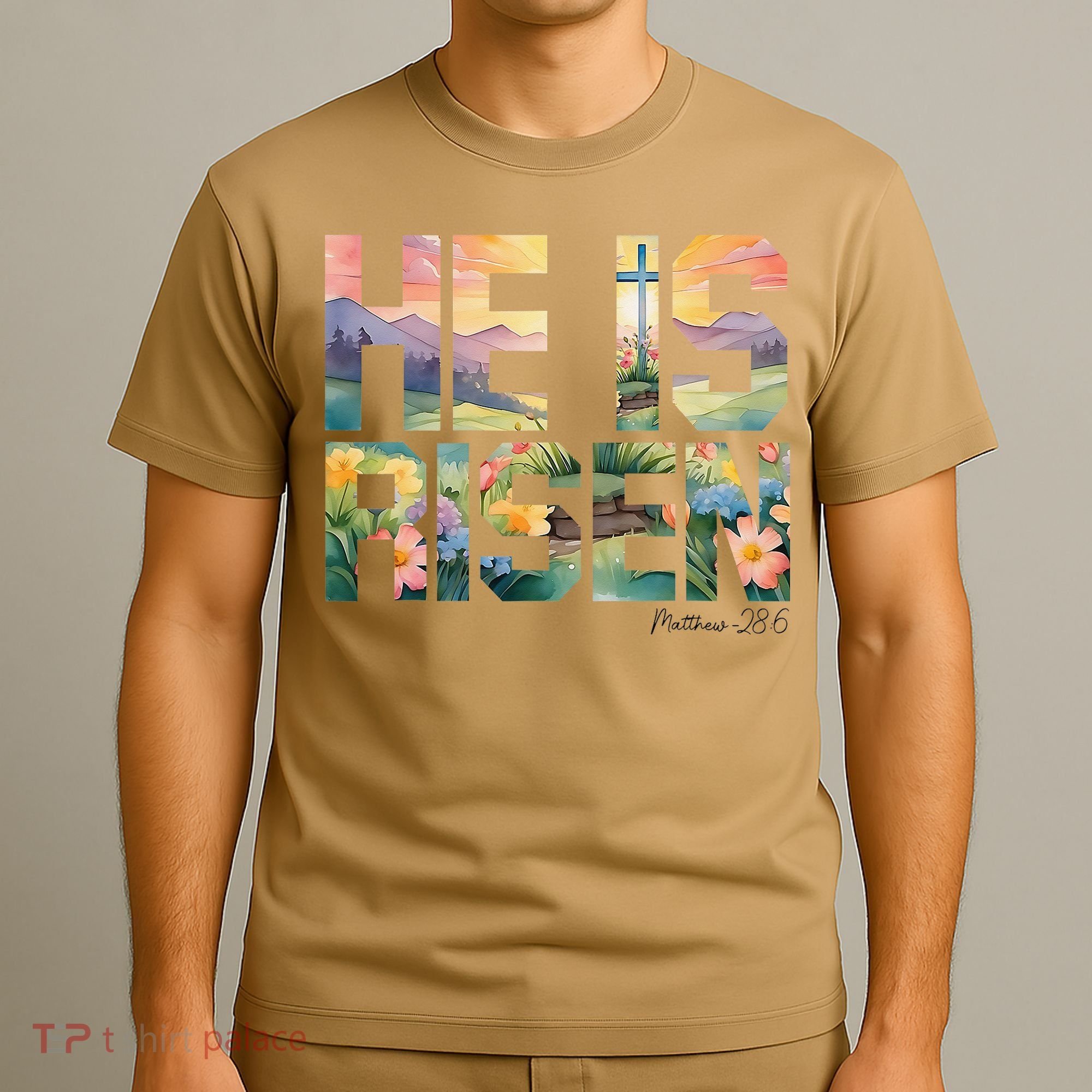 He Is Risen Christian Wildflower Happy Easter Women T-Shirt