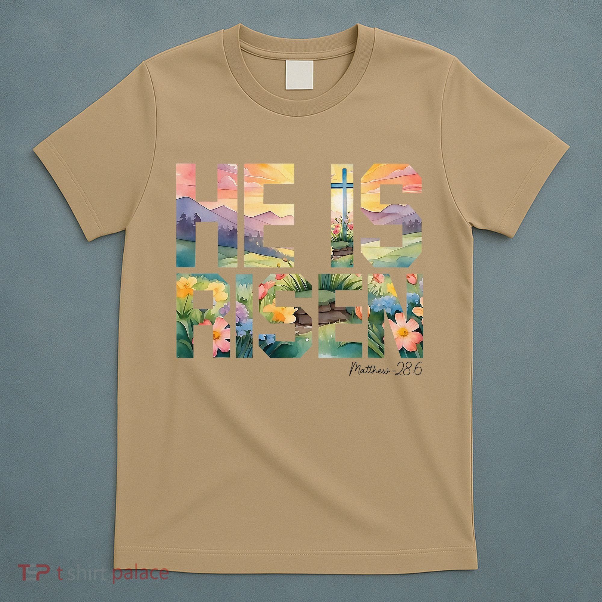 He Is Risen Christian Wildflower Happy Easter Women T-Shirt