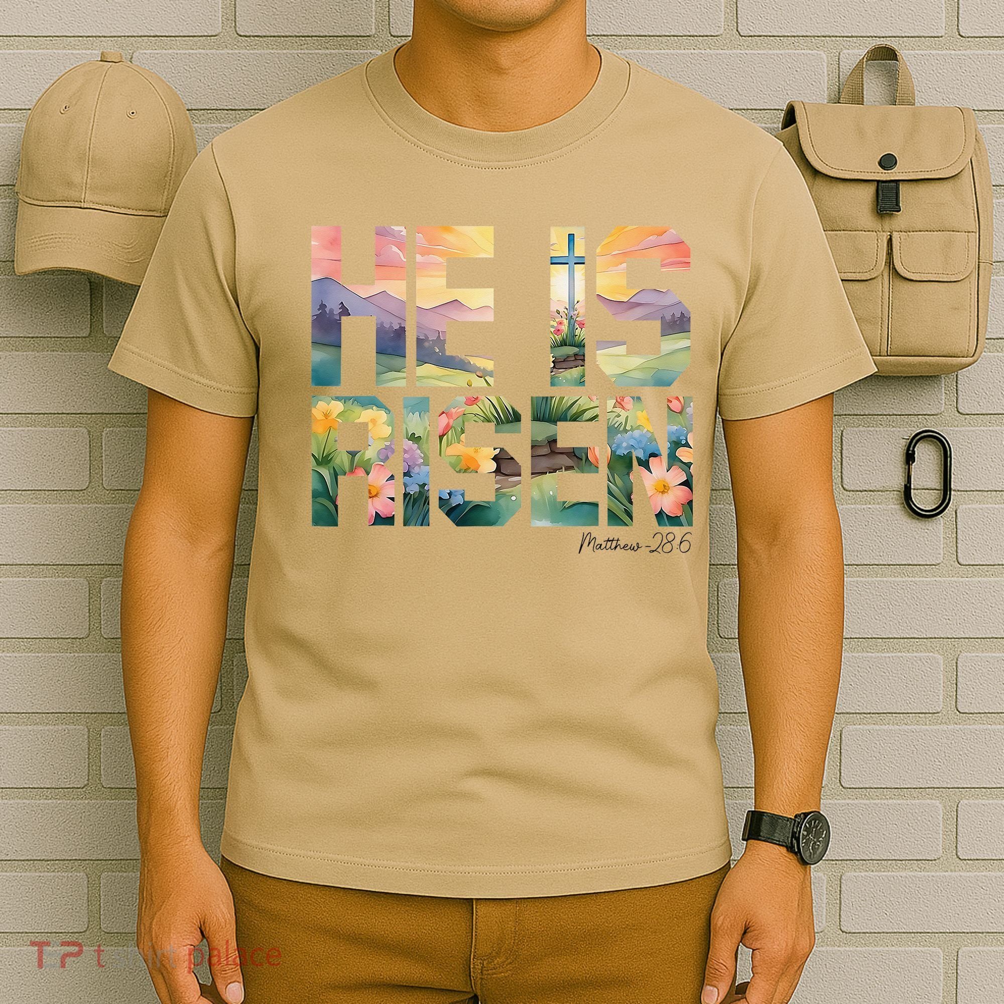 He Is Risen Christian Wildflower Happy Easter Women T-Shirt
