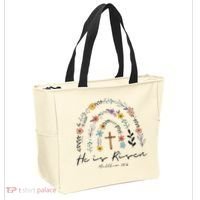 He Is Risen Christian Floral Jesus Easter Tote Bag thumb 2