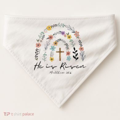 He Is Risen Christian Floral Jesus Easter USA-Made Doggie Bandana