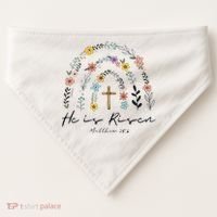 He Is Risen Christian Floral Jesus Easter USA-Made Doggie Bandana thumb 0