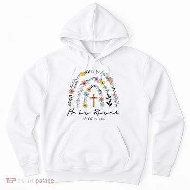He Is Risen Christian Floral Jesus Easter Hoodie