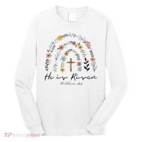 He Is Risen Christian Floral Jesus Easter Long Sleeve Shirt thumb 0
