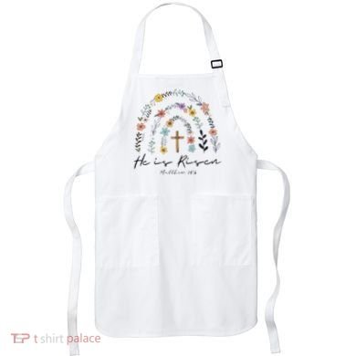He Is Risen Christian Floral Jesus Easter Apron