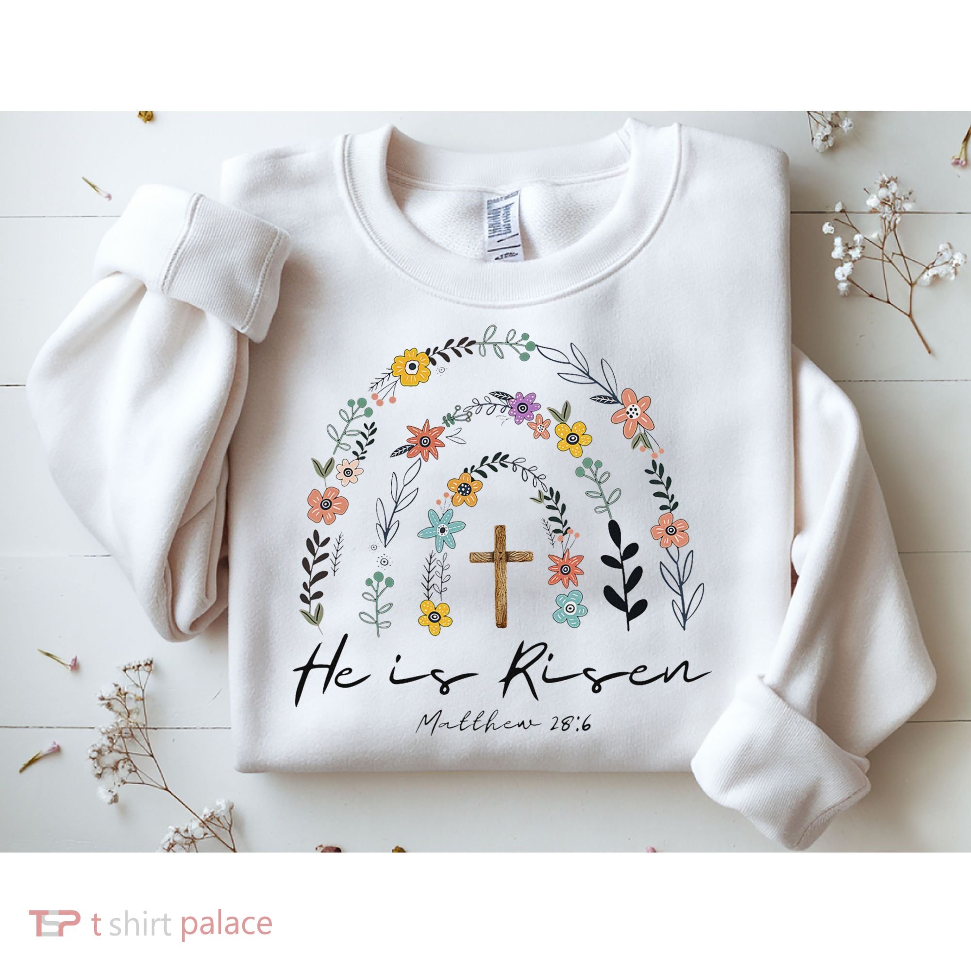 He Is Risen Christian Floral Jesus Easter Sweatshirt