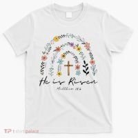 He Is Risen Christian Floral Jesus Easter T-Shirt thumb 0