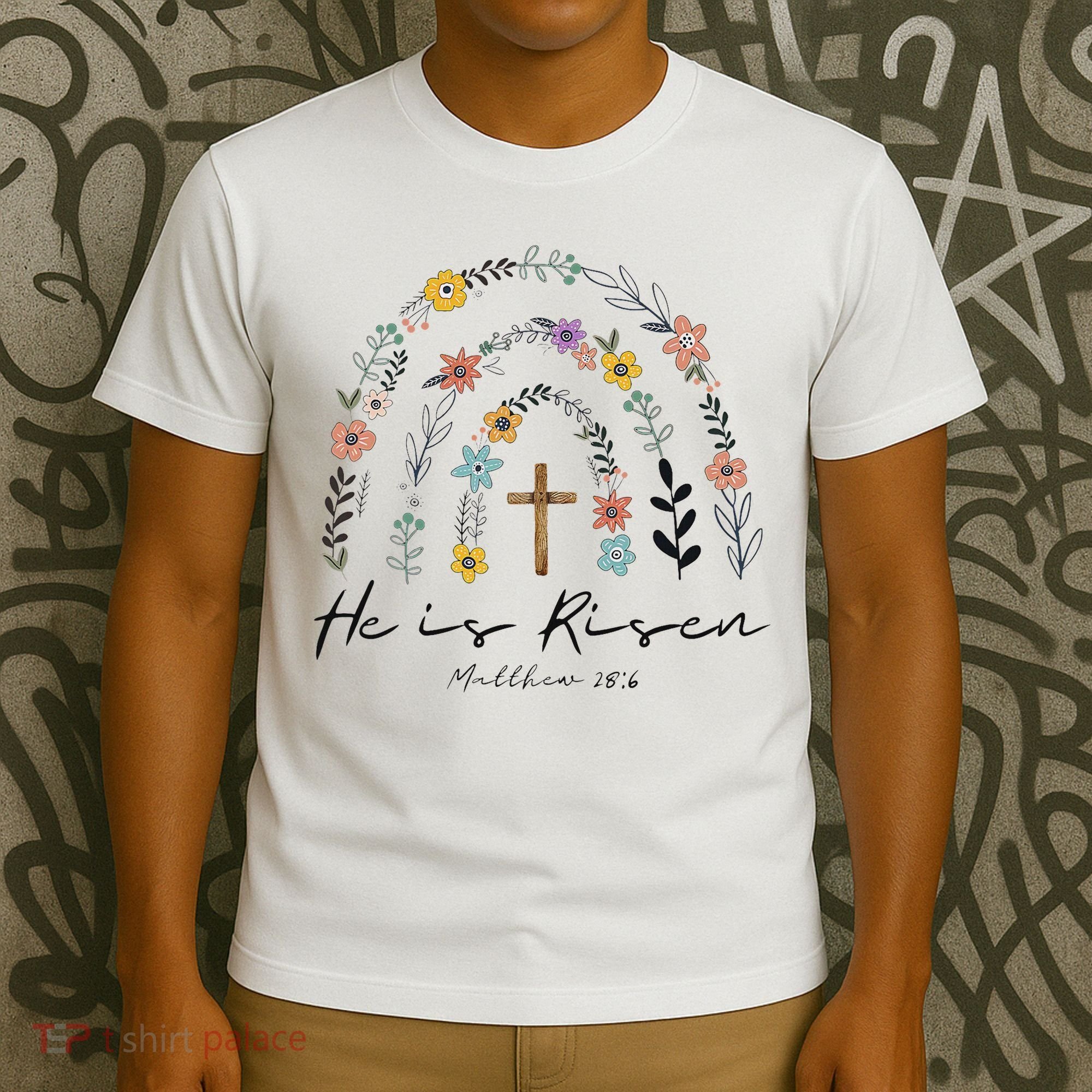 He Is Risen Christian Floral Jesus Easter T-Shirt
