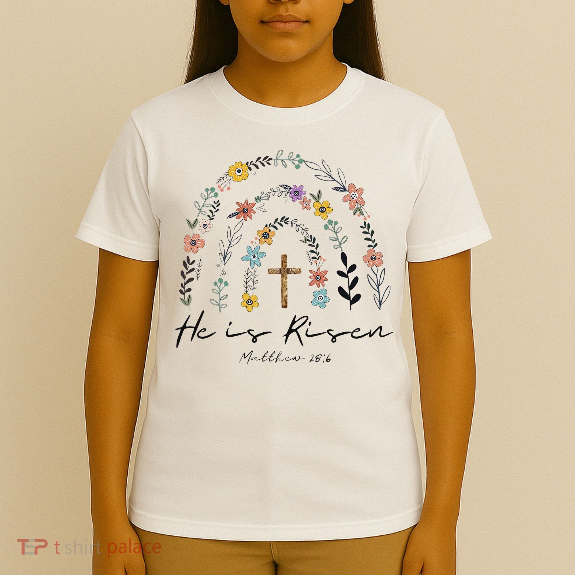 He Is Risen Christian Floral Jesus Easter T-Shirt