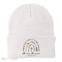 He Is Risen Christian Floral Jesus Easter Beanie thumb 0