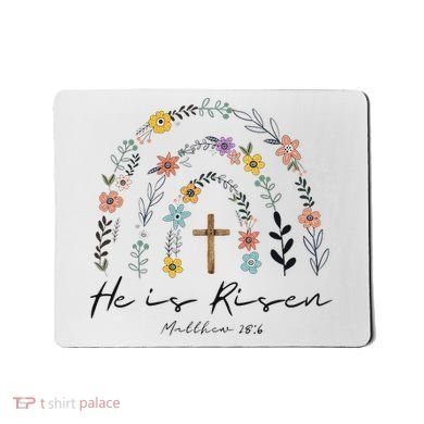He Is Risen Christian Floral Jesus Easter Mousepad