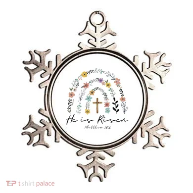 He Is Risen Christian Floral Jesus Easter Ornament
