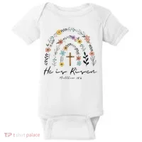 He Is Risen Christian Floral Jesus Easter Baby Bodysuit thumb 0
