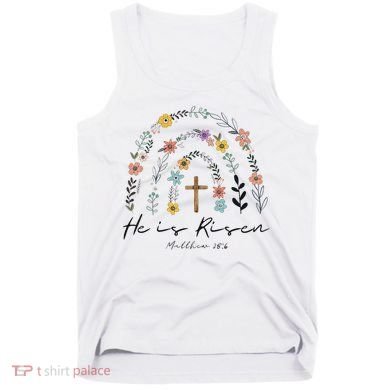 He Is Risen Christian Floral Jesus Easter Tank Top