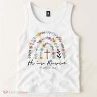 He Is Risen Christian Floral Jesus Easter Tank Top thumb 2