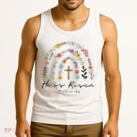 He Is Risen Christian Floral Jesus Easter Tank Top thumb 3