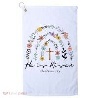 He Is Risen Christian Floral Jesus Easter Golf Towel thumb 0