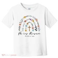 He Is Risen Christian Floral Jesus Easter Toddler T-Shirt thumb 0