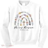 He Is Risen Christian Floral Jesus Easter Kids Sweatshirt thumb 0
