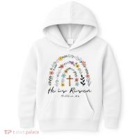 He Is Risen Christian Floral Jesus Easter Kids Hoodie thumb 0