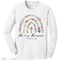 He Is Risen Christian Floral Jesus Easter Kids Long Sleeve Shirt thumb 0