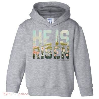 He Is Risen Boho Easter Christian Jesus Toddler Hoodie