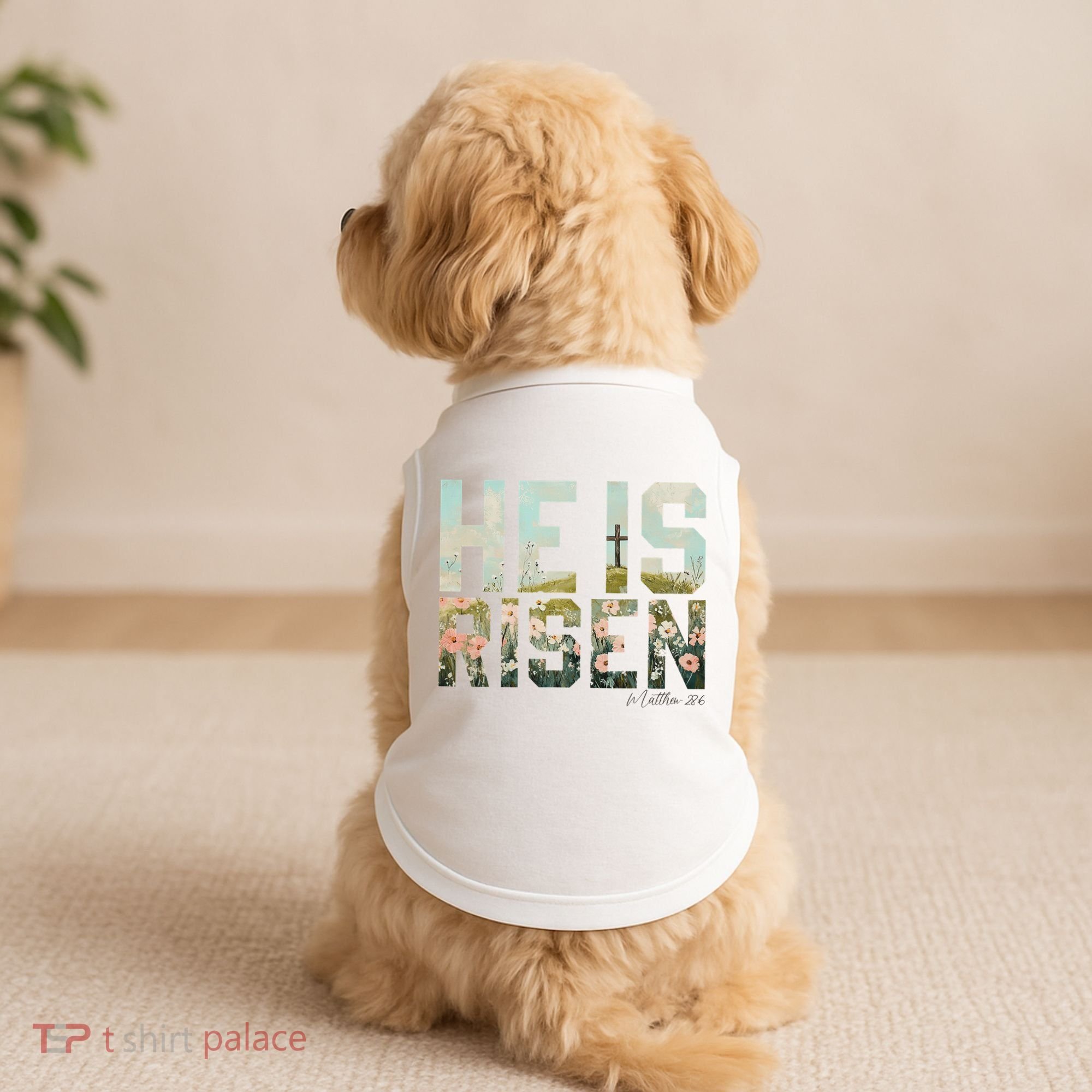 He Is Risen Boho Easter Christian Jesus Doggie Tank