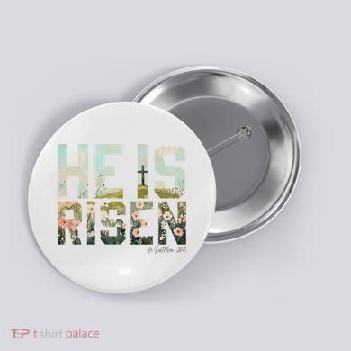 He Is Risen Boho Easter Christian Jesus Button