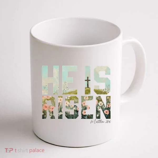 He Is Risen Boho Easter Christian Jesus Coffee Mug