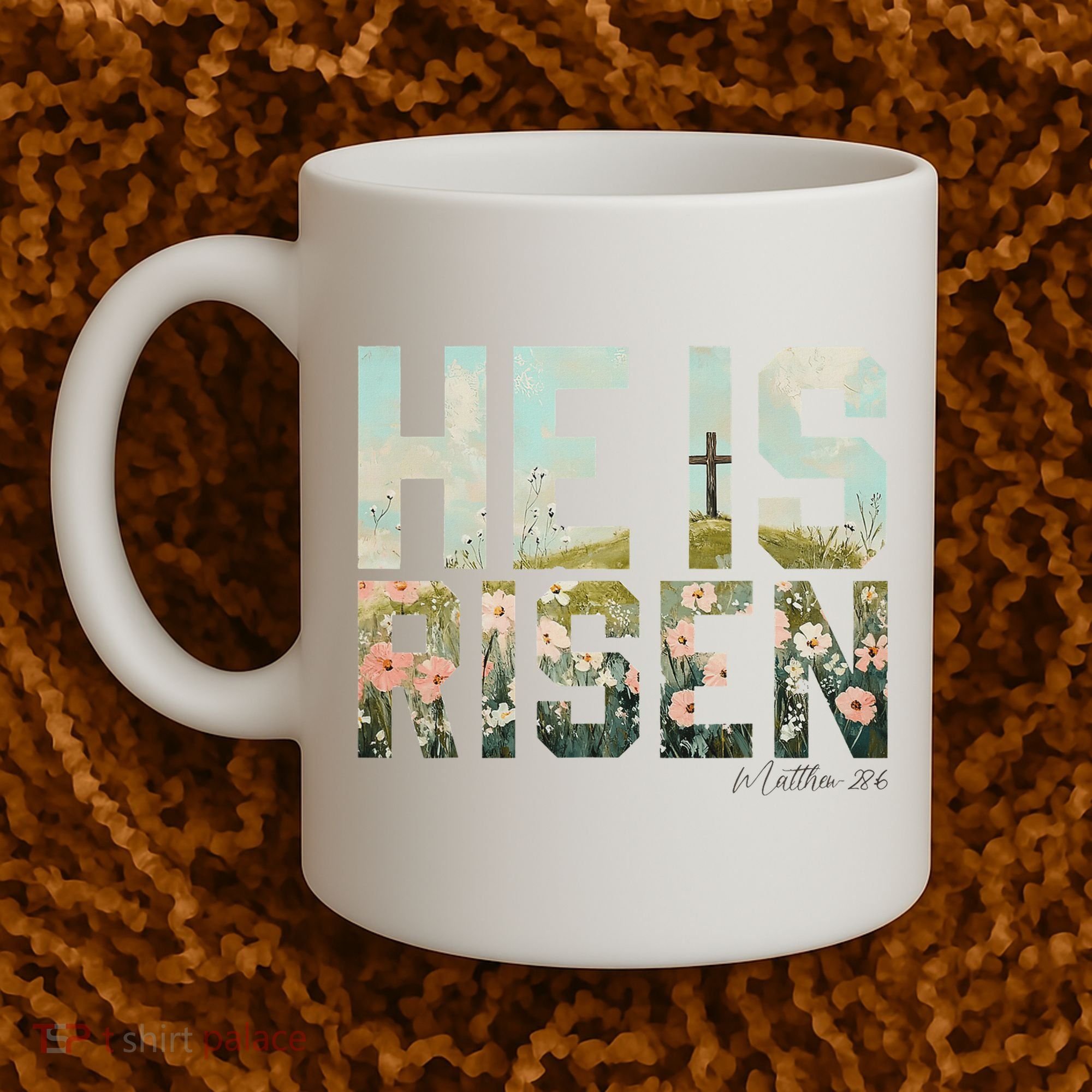 He Is Risen Boho Easter Christian Jesus Coffee Mug