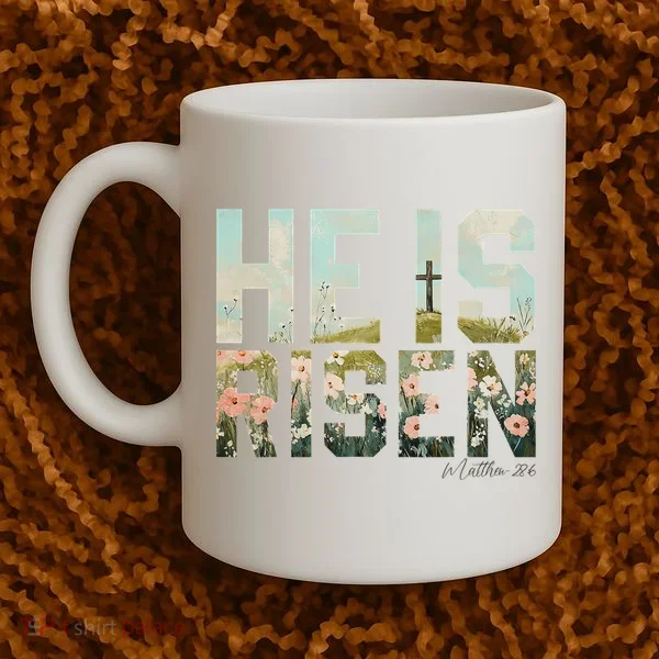 He Is Risen Boho Easter Christian Jesus Coffee Mug