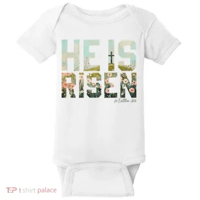 He Is Risen Boho Easter Christian Jesus Baby Bodysuit
