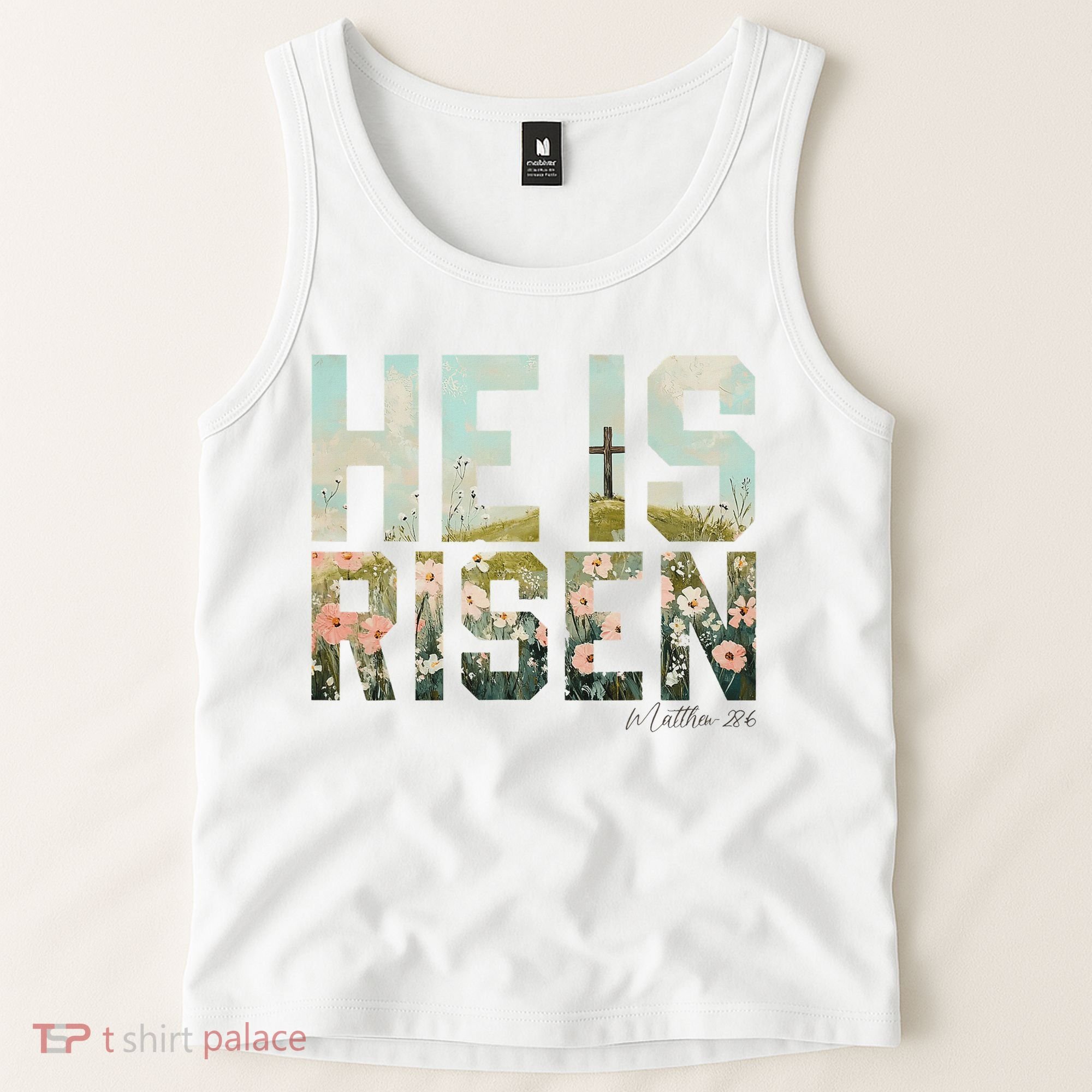 He Is Risen Boho Easter Christian Jesus Tank Top