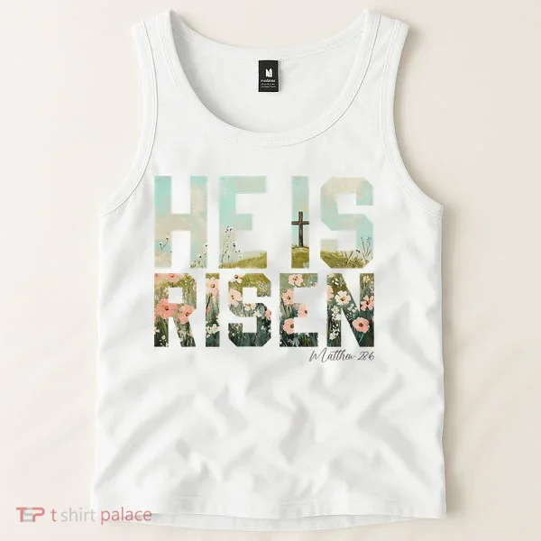 He Is Risen Boho Easter Christian Jesus Tank Top