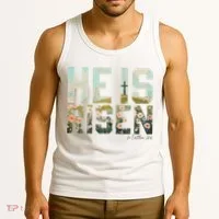He Is Risen Boho Easter Christian Jesus Tank Top thumb 3