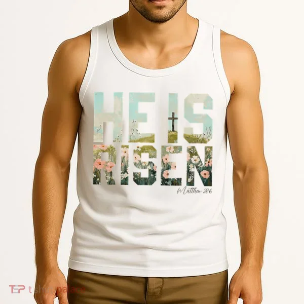 He Is Risen Boho Easter Christian Jesus Tank Top