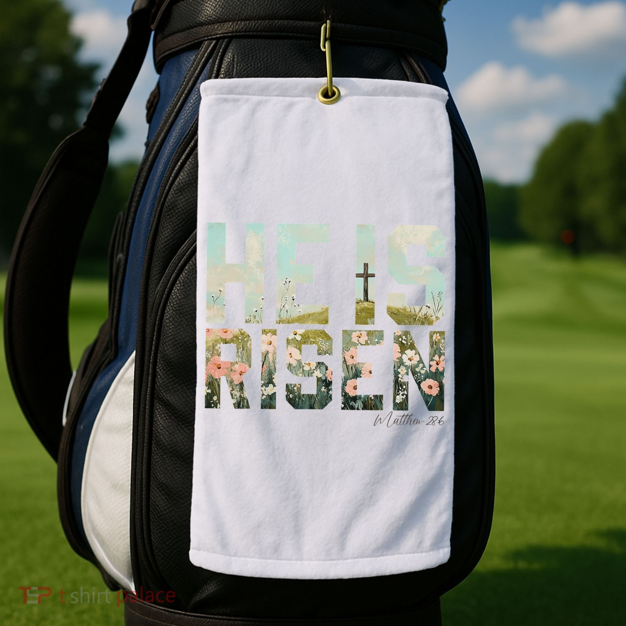 He Is Risen Boho Easter Christian Jesus Golf Towel