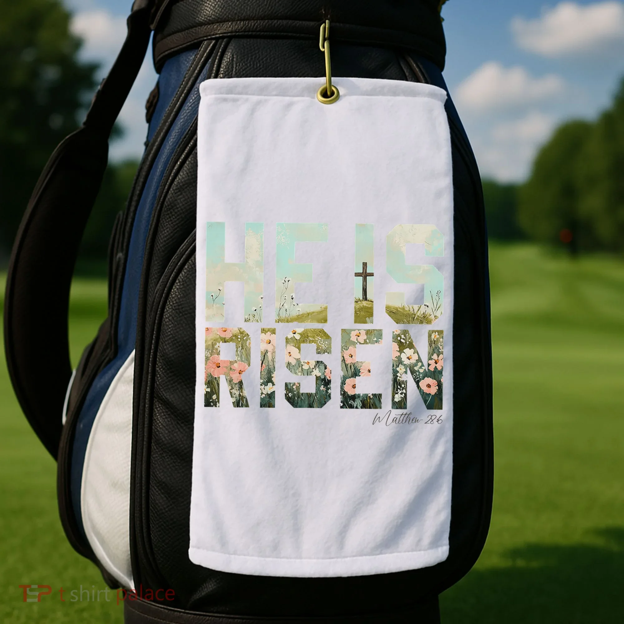 He Is Risen Boho Easter Christian Jesus Golf Towel