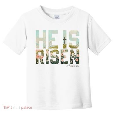 He Is Risen Boho Easter Christian Jesus Toddler T-Shirt