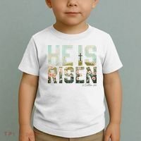 He Is Risen Boho Easter Christian Jesus Toddler T-Shirt thumb 2