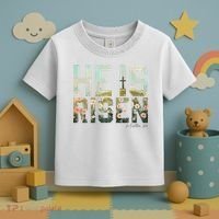 He Is Risen Boho Easter Christian Jesus Toddler T-Shirt thumb 3